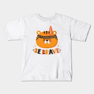 Be Brave! Tiger face Kids T-Shirt